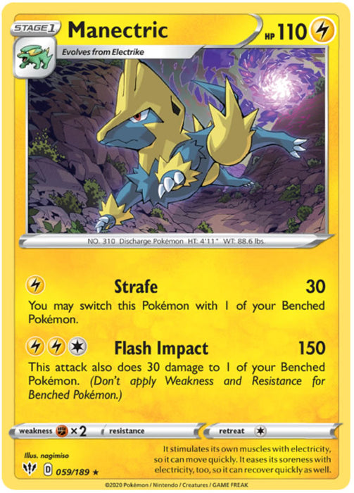 Manectric 059/189 Rare Pokemon Card (Darkness Ablaze)