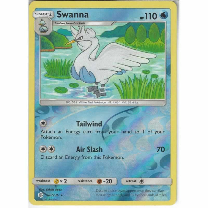 Swanna 60/236 Rare Reverse Holo Pokemon Card (Cosmic Eclipse)