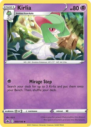 Kirlia 060/198 Uncommon Reverse Holo Pokemon Card (SWSH Chilling Reign)