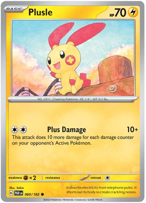 Plusle 060/182 Common Pokemon Card (SV04 Paradox Rift)