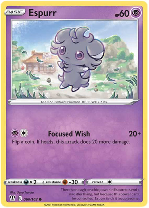 Espurr 060/163 Common Pokemon Card (Battle Styles)