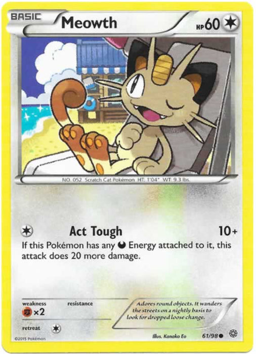 Meowth 61/98 Common Pokemon Card (XY Ancient Origins)