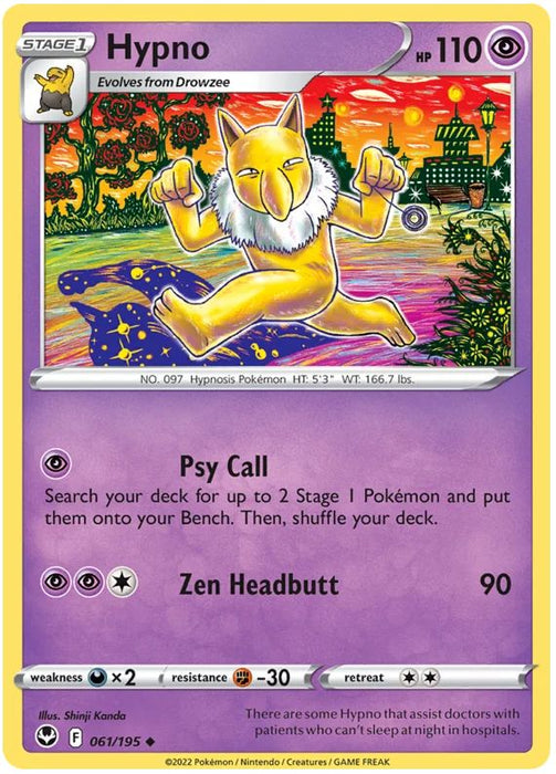 Hypno 061/195 Uncommon Pokemon Card (SWSH Silver Tempest)