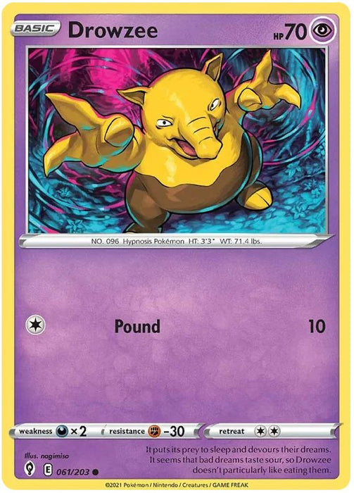 Drowzee 061/203 Common Reverse Holo Pokemon Card (SWSH Evolving Skies)