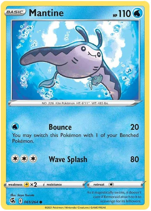 Mantine 061/264 Common Reverse Holo Pokemon Card (SWSH Fusion Strike)