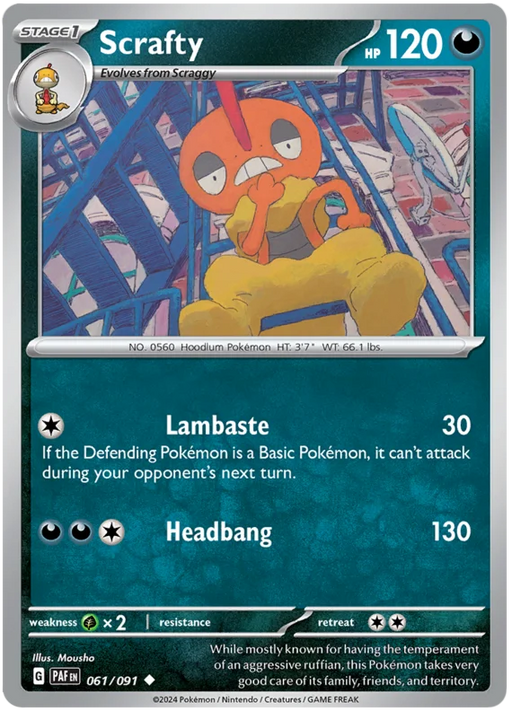 Scrafty 061/091 Uncommon Pokemon Card (SV 4.5 Paldean Fates)