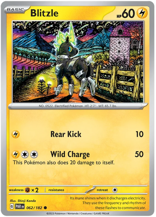 Blitzle 062/182 Common Pokemon Card (SV04 Paradox Rift)