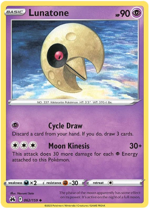 Lunatone 062/159 Uncommon Pokemon Card (SWSH Crown Zenith)