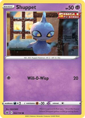 Shuppet 062/198 Common Reverse Holo Pokemon Card (SWSH Chilling Reign)