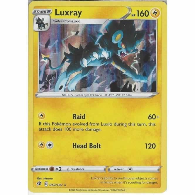 Luxray 062/192 Rare Reverse Holo Pokemon Card (SWSH Rebel Clash)