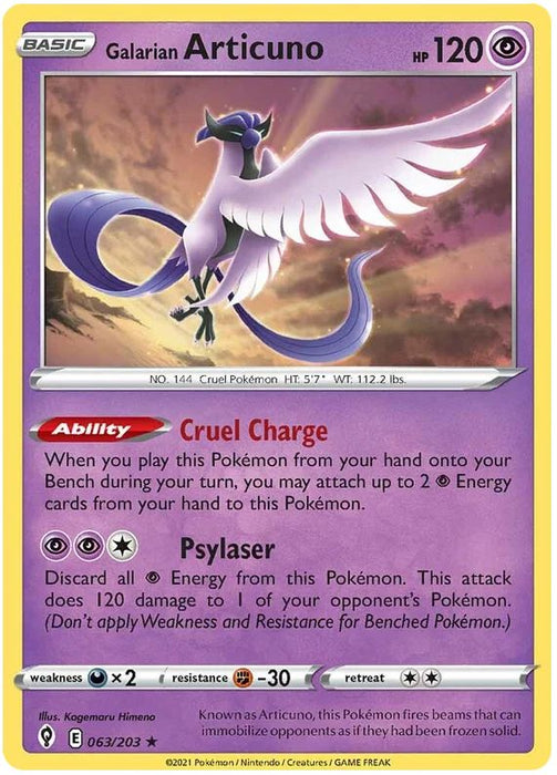 Galarian Articuno 063/203 Rare Holo Pokemon Card (SWSH Evolving Skies)