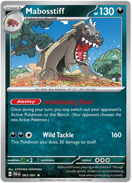 Mabosstiff 063/091 Rare Pokemon Card (SV 4.5 Paldean Fates)