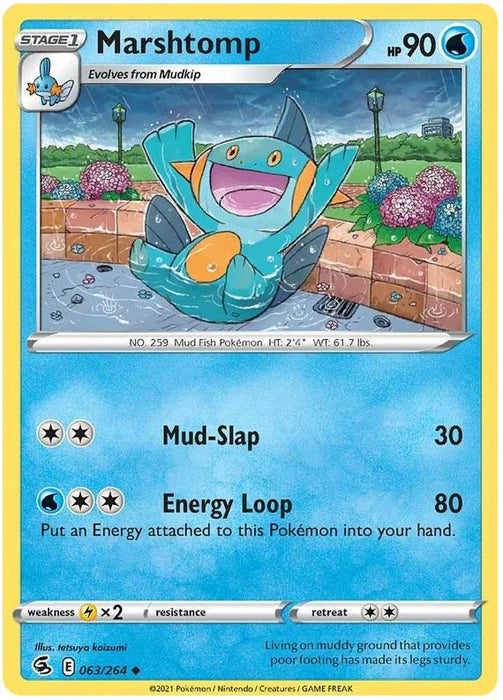 Marshtomp 063/264 Uncommon Reverse Holo Pokemon Card (SWSH Fusion Strike)