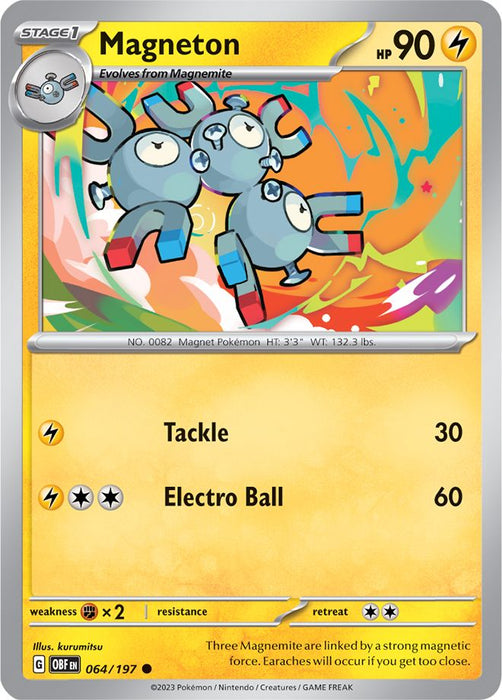 Magneton 064/197 Common Reverse Holo Pokemon Card (SV Obsidian Flames)