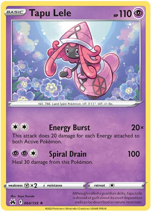 Tapu Lele 064/159 Rare Holo Pokemon Card (SWSH Crown Zenith)