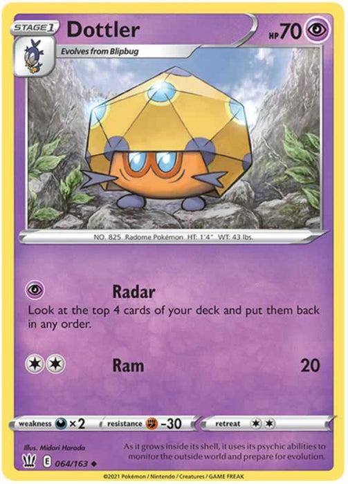 Dottler 064/163 Uncommon Reverse Holo Pokemon Card (Battle Styles)