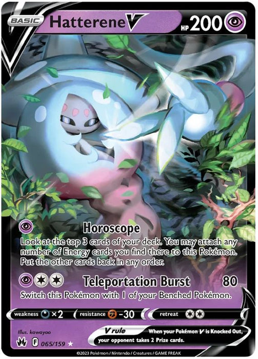 Hatterene V 065/159 Ultra-Rare Rare Pokemon Card (SWSH Crown Zenith)