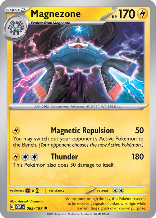 Magnezone 065/197 Uncommon Reverse Holo Pokemon Card (SV Obsidian Flames)