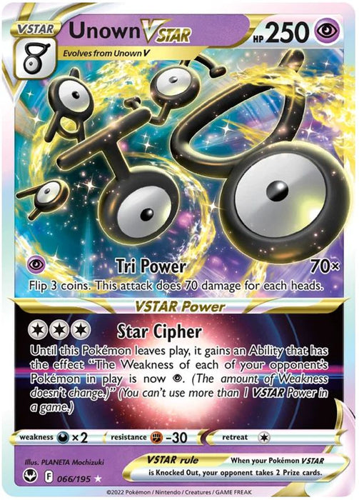 Unown VSTAR 066/195 Rare  VSTAR Pokemon Card (SWSH Silver Tempest)