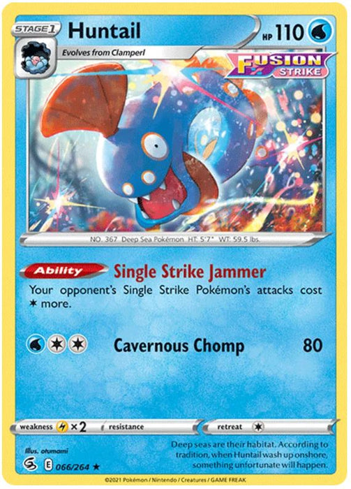 Huntail 066/264 Rare Reverse Holo Pokemon Card (SWSH Fusion Strike)