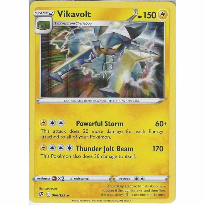 Vikavolt 066/192 Rare Reverse Holo Pokemon Card (SWSH Rebel Clash)