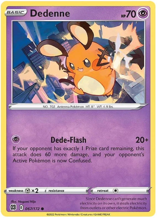 Dedenne 067/172 Common Pokemon Card (SWSH Brilliant Stars)