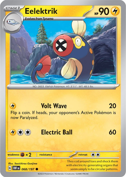 Eelektrik 068/197 Common Reverse Holo Pokemon Card (SV Obsidian Flames)