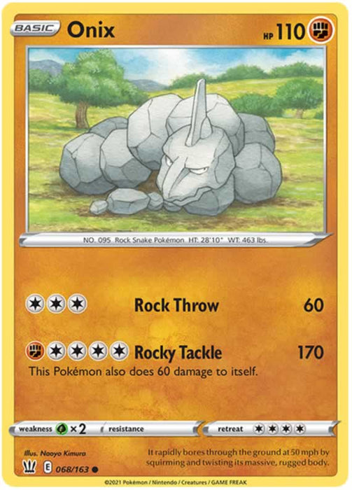 Onix 068/163 Common Pokemon Card (Battle Styles)