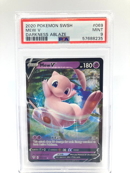 Mew V 069/189 PSA 9 Graded Pokemon Card (Sword & Shield Darkness Ablaze)