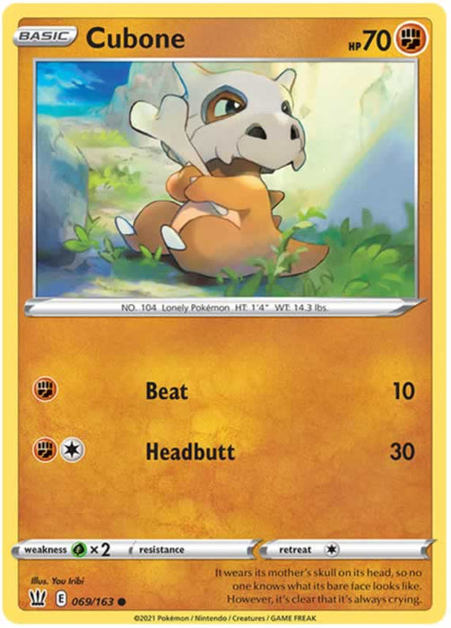 Cubone 069/163 Common Pokemon Card (Battle Styles)