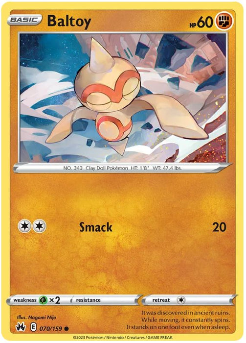 Baltoy 070/159 Common Reverse Holo Pokemon Card (SWSH Crown Zenith)