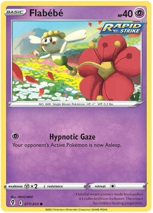 Flabebe 071/203 Common Reverse Holo Pokemon Card (SWSH Evolving Skies)