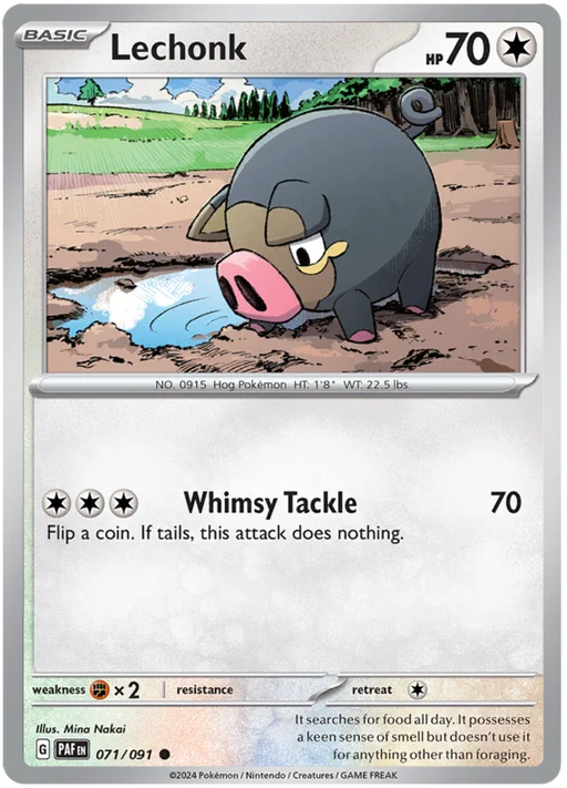 Lechonk 071/091 Common Pokemon Card (SV 4.5 Paldean Fates)