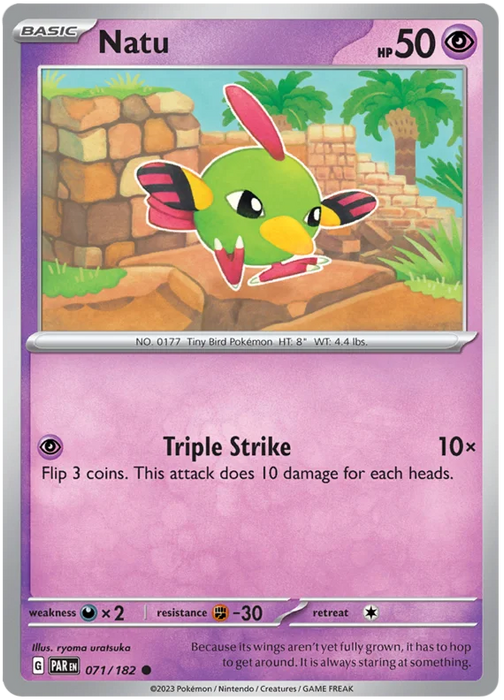 Natu 071/182 Common Pokemon Card (SV04 Paradox Rift)