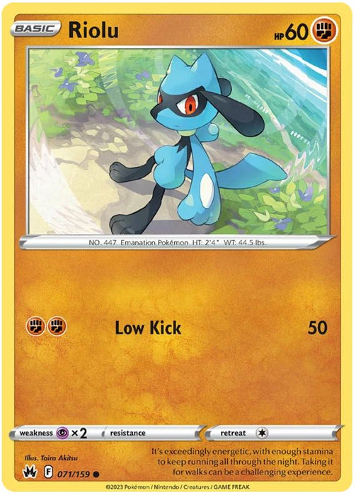 Riolu 071/159 Common Pokemon Card (SWSH Crown Zenith)