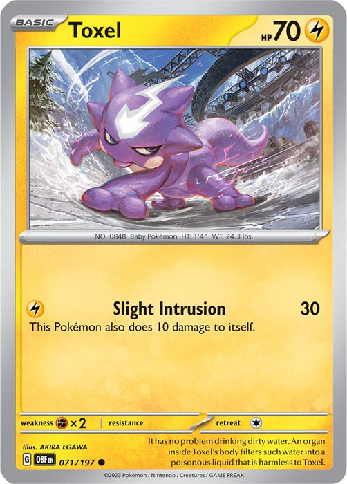 Toxel 071/197 Common Reverse Holo Pokemon Card (SV Obsidian Flames)