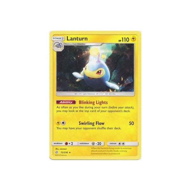 Lanturn 72/236 Rare Pokemon Card (Cosmic Eclipse)