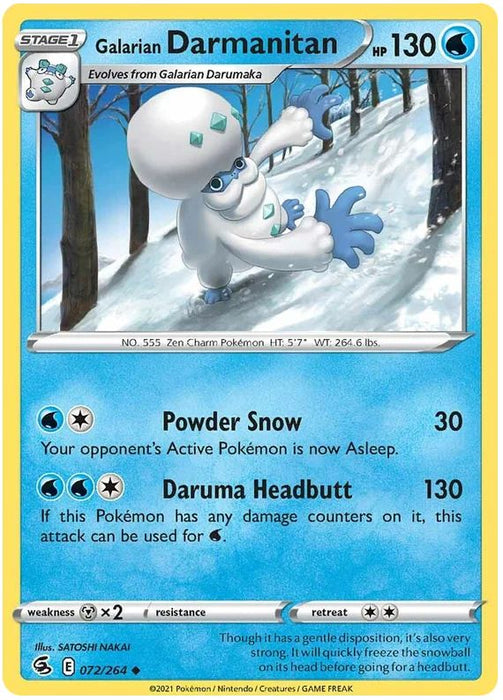 Galarian Darmanitan 072/264 Uncommon Reverse Holo Pokemon Card (SWSH Fusion Strike)