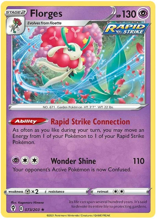 Florges 073/203 Rare Reverse Holo Reverse Holo Pokemon Card (SWSH Evolving Skies)