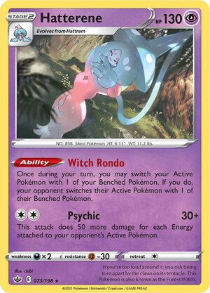 Hatterene 073/198 Rare Holo Pokemon Card (SWSH Chilling Reign)