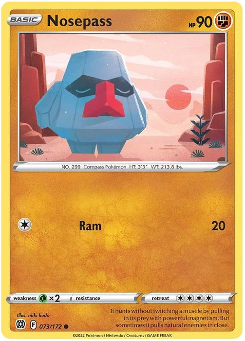 Nosepass 073/172 Common Reverse Holo Pokemon Card (SWSH Brilliant Stars)