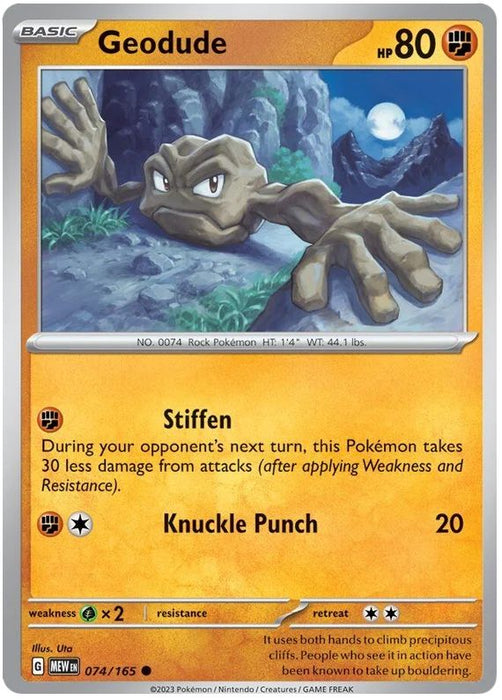 Geodude 074/165 Common Pokemon Card (Pokemon SV 151)