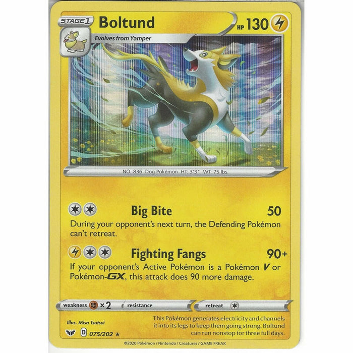 Boltund 075/202 Rare Holo Pokemon Card (Sword & Shield)