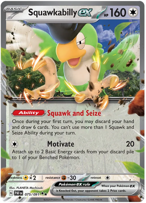 Squawkabilly ex 075/091 Double Rare Pokemon Card (SV 4.5 Paldean Fates)