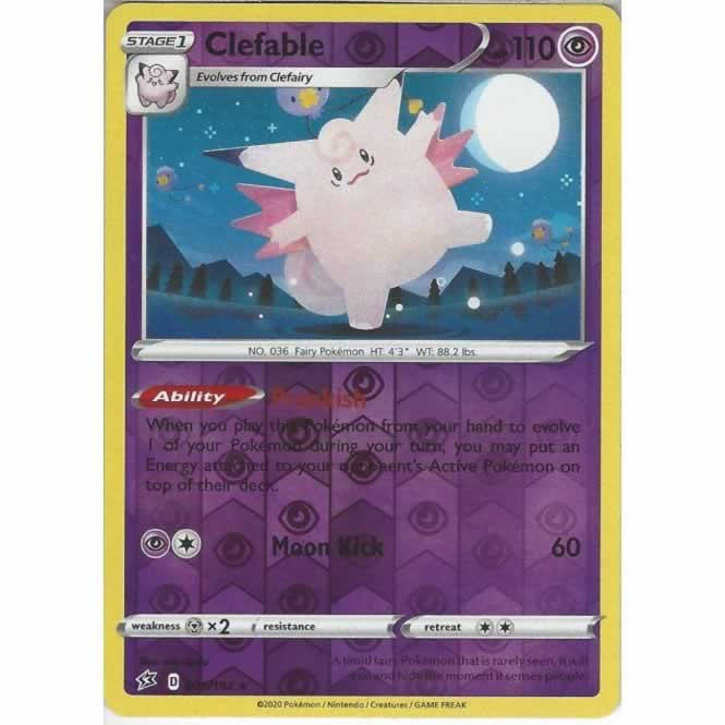 Clefable 075/192 Rare Reverse Holo Pokemon Card (SWSH Rebel Clash)