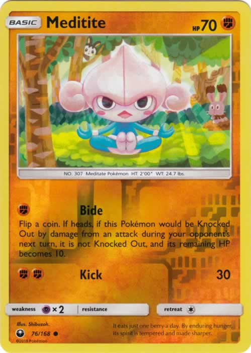 Meditite 76/168 Common Reverse Holo Pokemon Card (Celestial Storm)