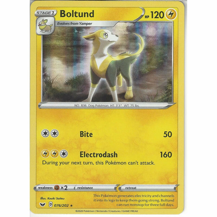 Boltund 076/202 Rare Holo Pokemon Card (Sword & Shield)