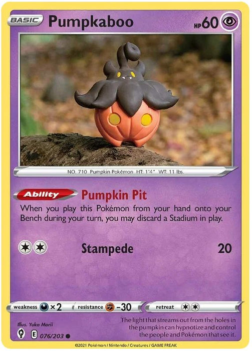 Pumpkaboo 076/203 Common Reverse Holo Pokemon Card (SWSH Evolving Skies)