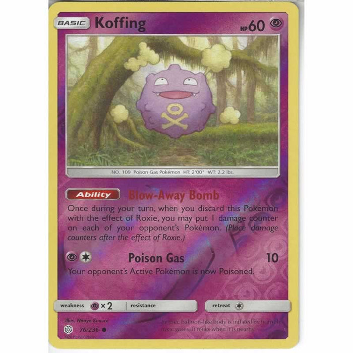 Koffing 76/236 Common Reverse Holo Pokemon Card (Cosmic Eclipse)