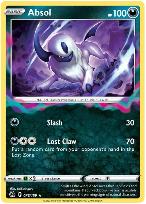 Absol 076/159 Rare Holo Reverse Holo Pokemon Card (SWSH Crown Zenith)